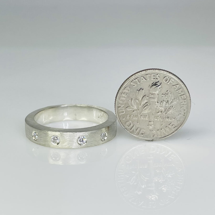Sterling Silver Diamond Ring 0.12ct