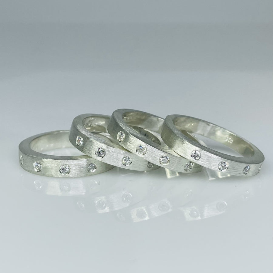 Sterling Silver Diamond Ring 0.12ct