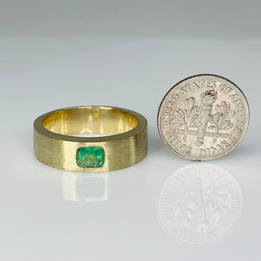 14K Yellow Gold Emerald Ring 0.29ct