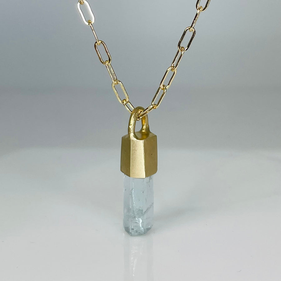 14K Yellow Gold Natural Aquamarine Necklace