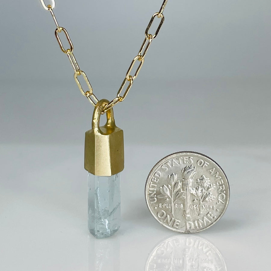 14K Yellow Gold Natural Aquamarine Necklace
