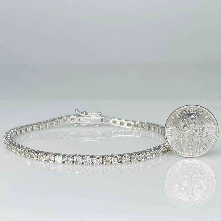 14K White Gold Diamond Tennis Bracelet 6.90ct