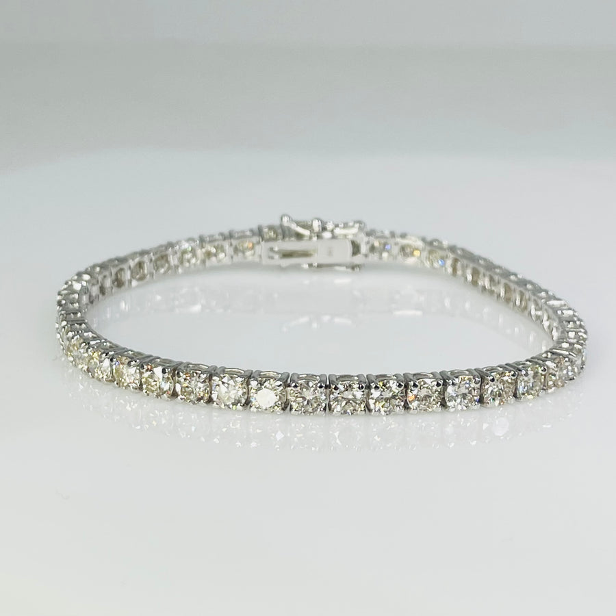 14K White Gold Diamond Tennis Bracelet 7.40ct