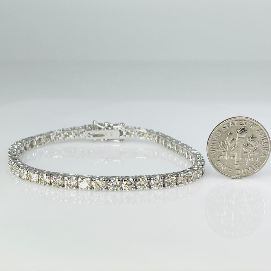 14K White Gold Diamond Tennis Bracelet 7.40ct