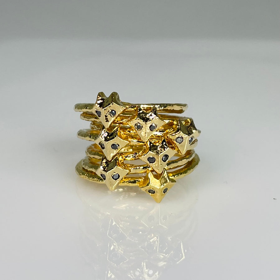 18K Gold Plated Black Diamond Fox Ring