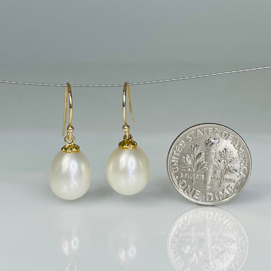 14K Yellow Gold Freshwater Pearl Earrings