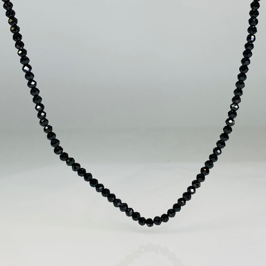 14K Yellow Gold Black Spinel Necklace 2.5mm
