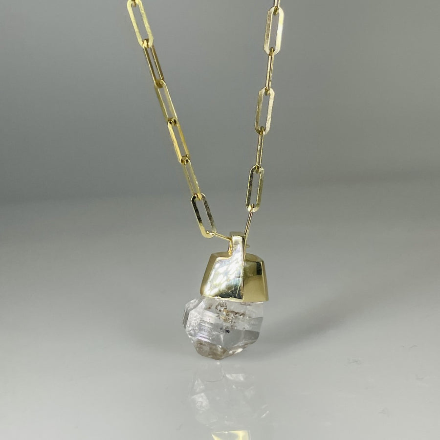 14K Yellow Gold Petroleum Quartz Necklace