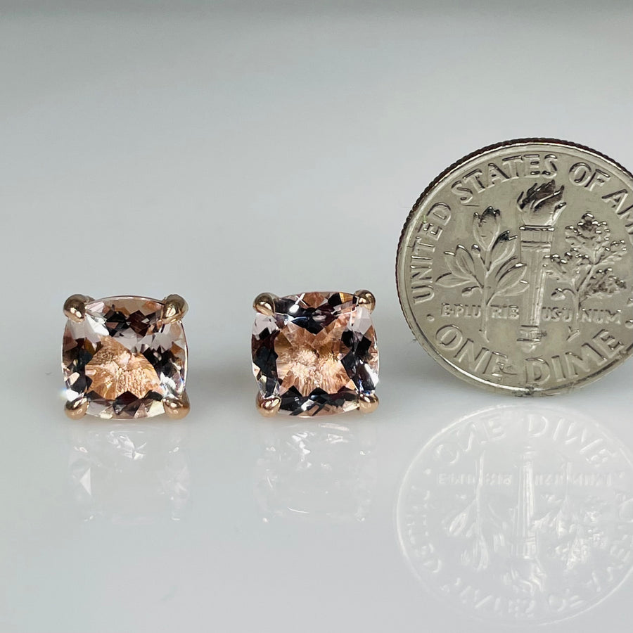 14K Rose Gold Morganite Stud Earrings 4.0ct