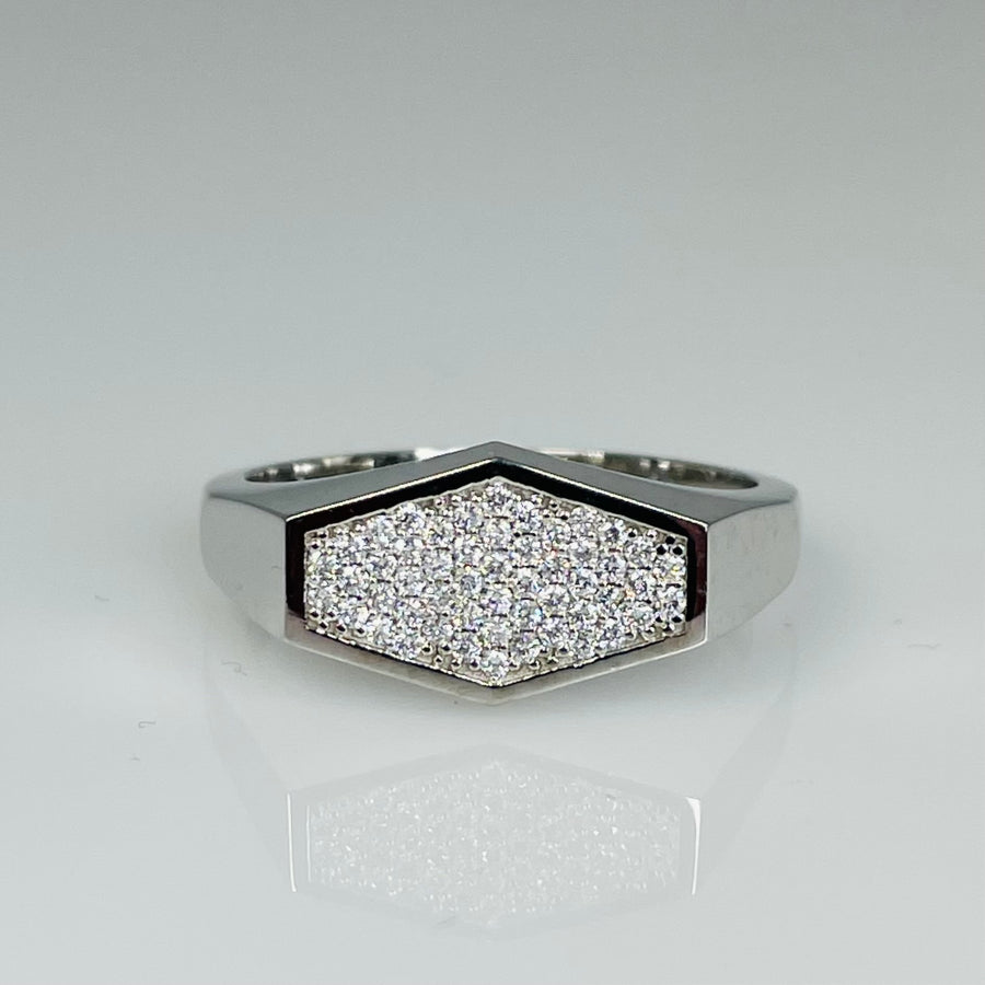 14K White Gold Diamond Hexagon Ring 0.25ct