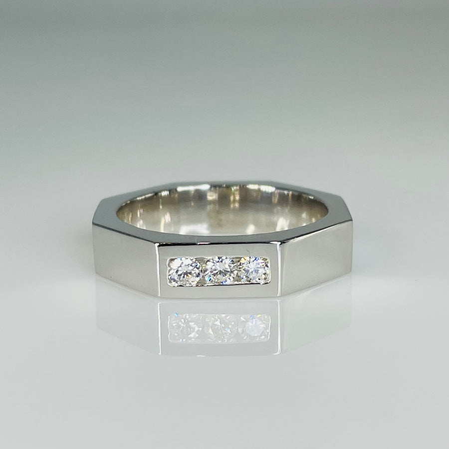 14K White Gold Diamond Octagon Ring 0.23ct