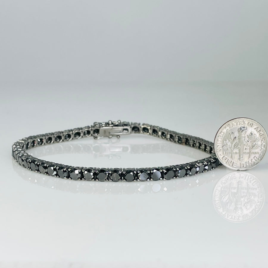14K White Gold Black Diamond Tennis Bracelet 14.49ct