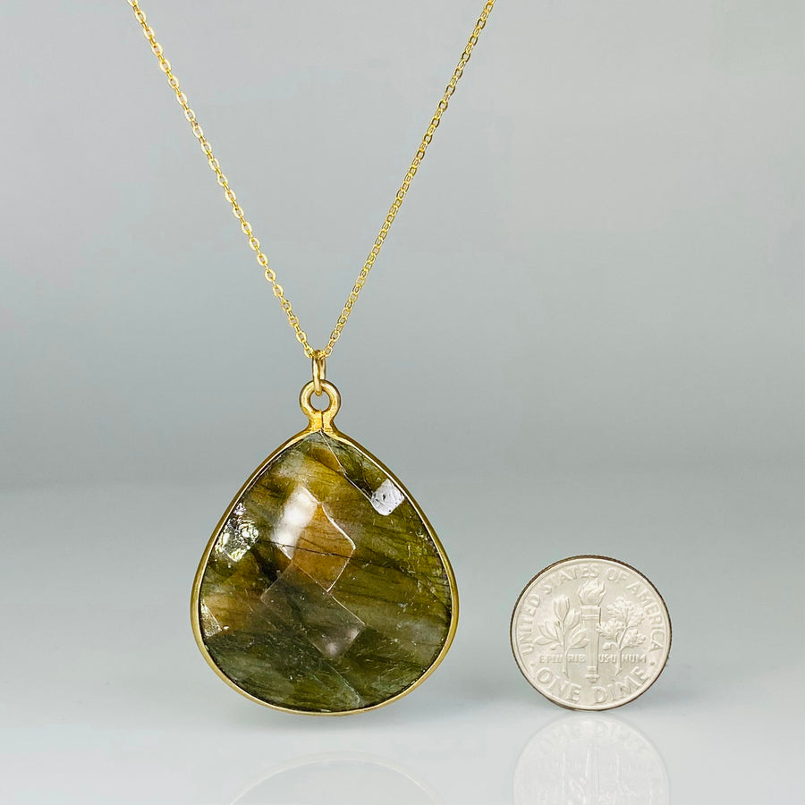 Labradorite Bezel Necklace 20"