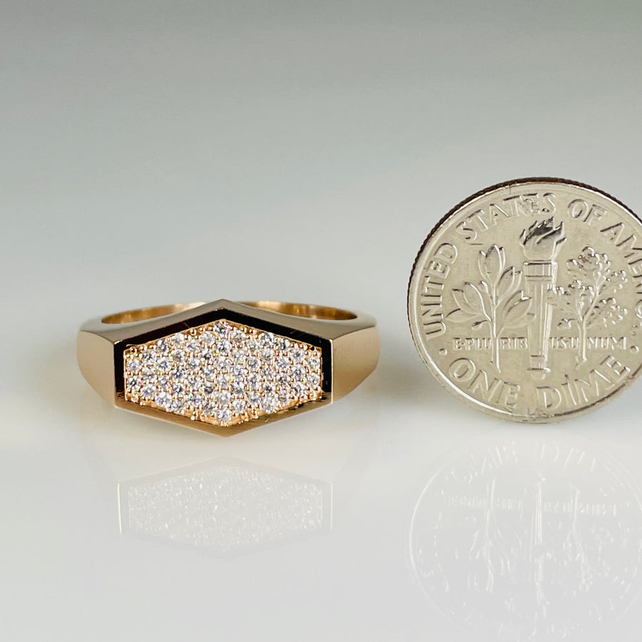 14K Rose Gold Diamond Hexagon Ring 0.25ct