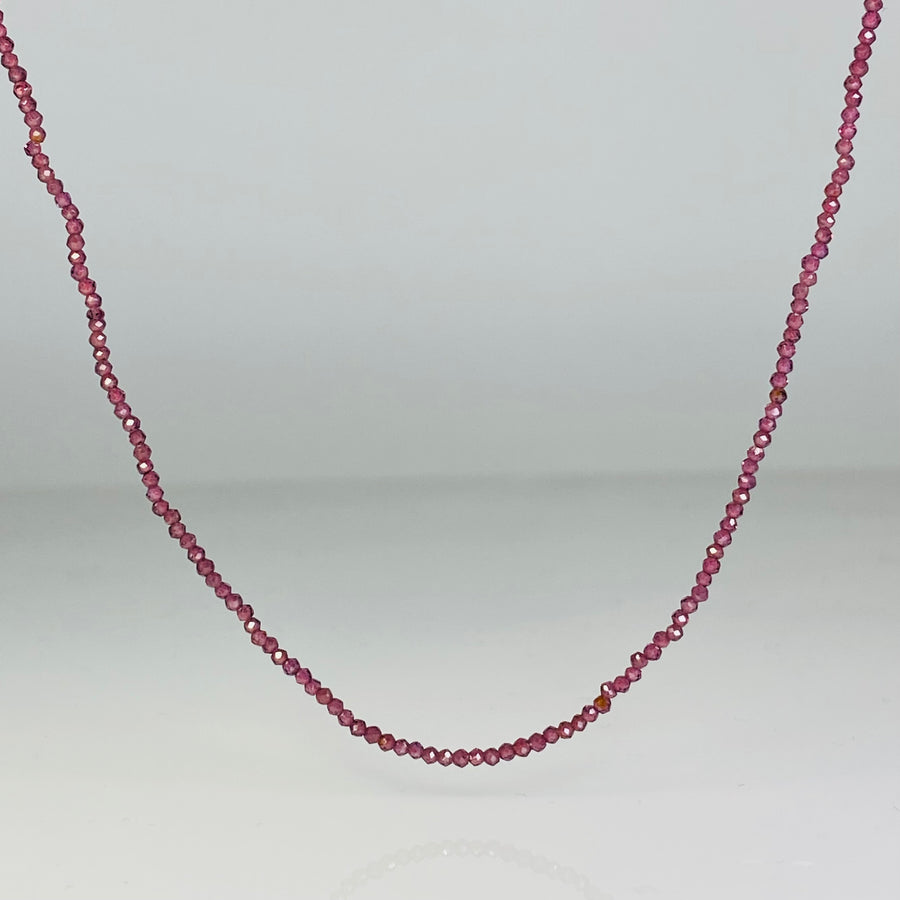 Garnet Beaded Necklace 1.5mm