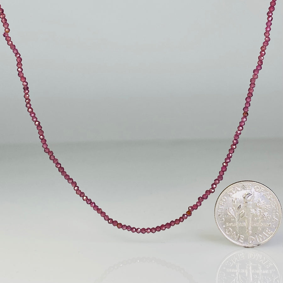 Garnet Beaded Necklace 1.5mm