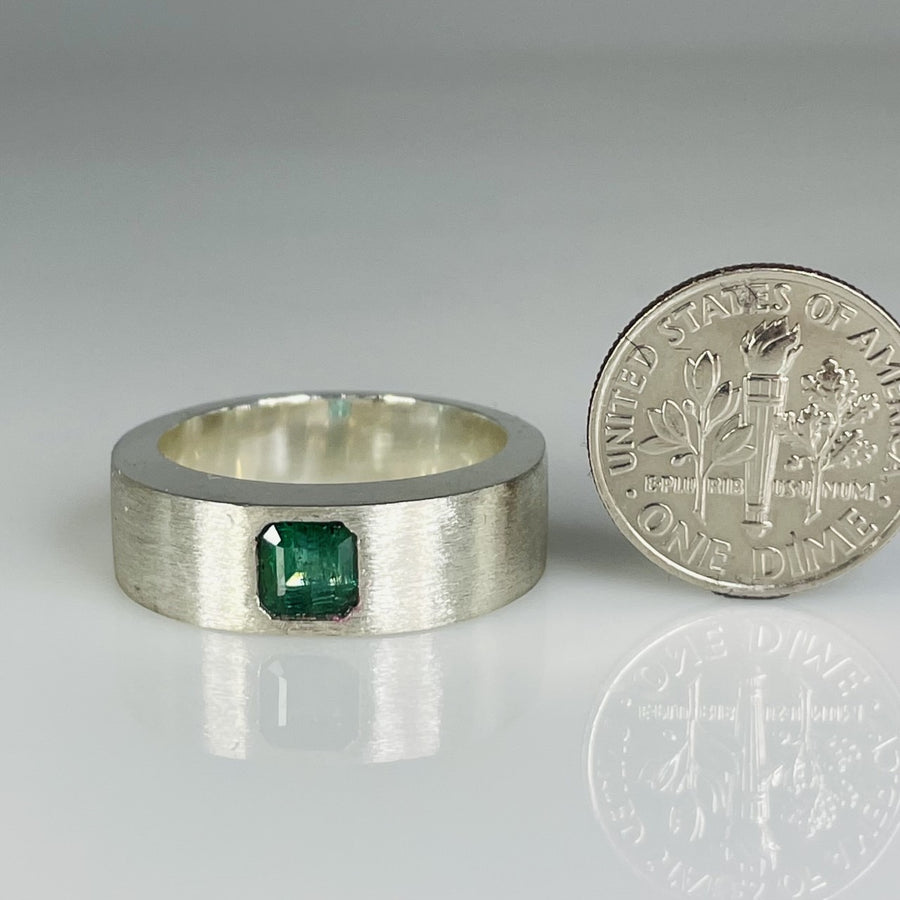 Sterling Silver Emerald Ring 0.77ct