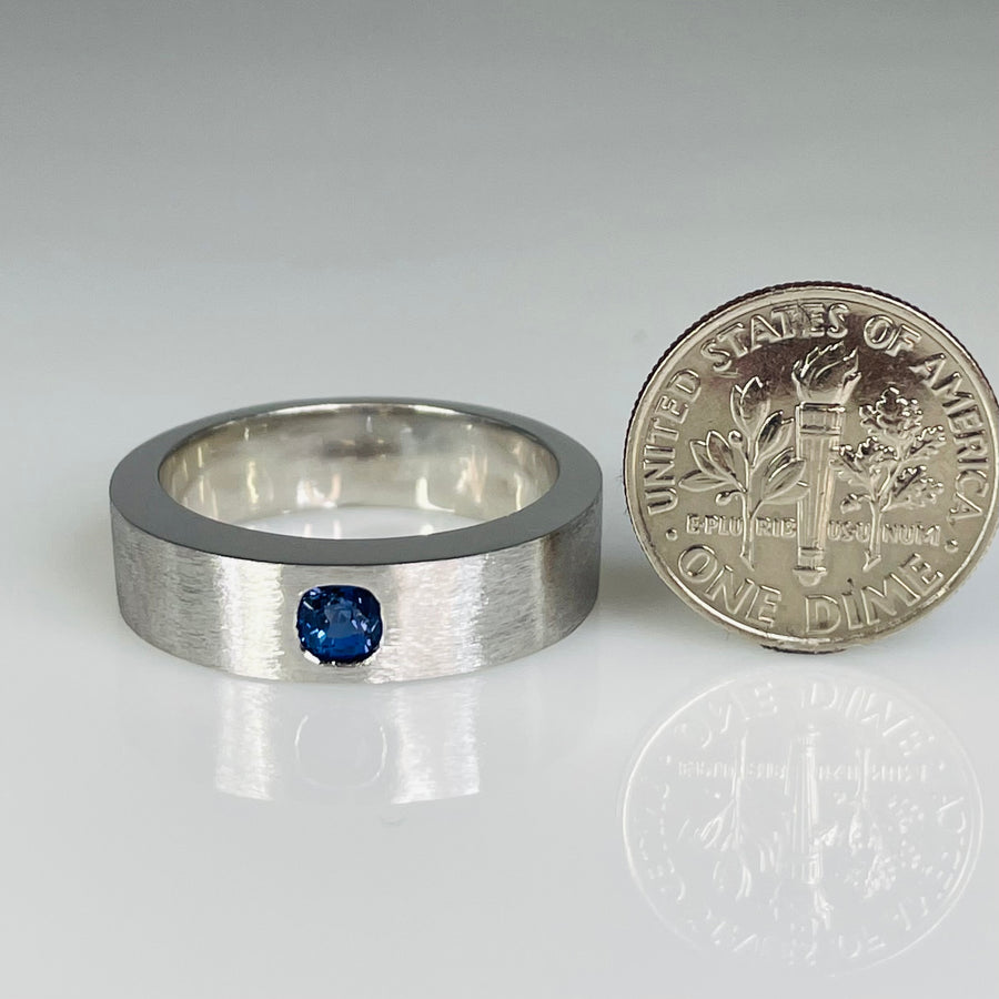 14K White Gold Blue Sapphire Ring 0.42ct