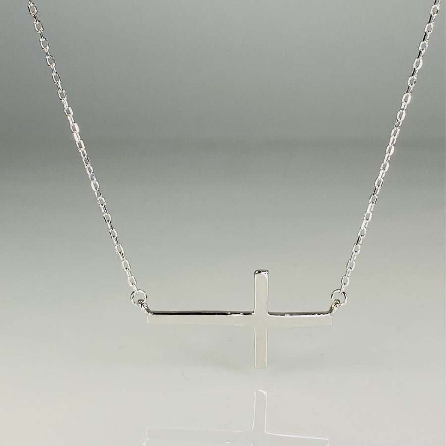 Sterling Silver Sideway Cross Necklace