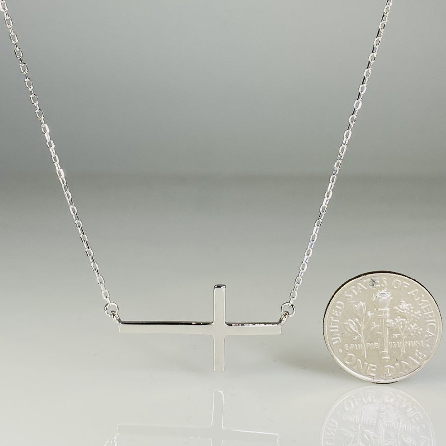 Sterling Silver Sideway Cross Necklace