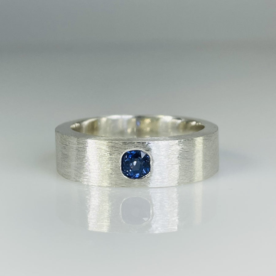 Sterling Silver Blue Sapphire Ring 0.53ct