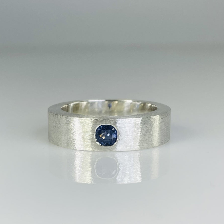 Sterling Silver Blue Sapphire Ring 0.52ct
