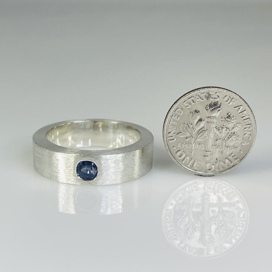 Sterling Silver Blue Sapphire Ring 0.52ct