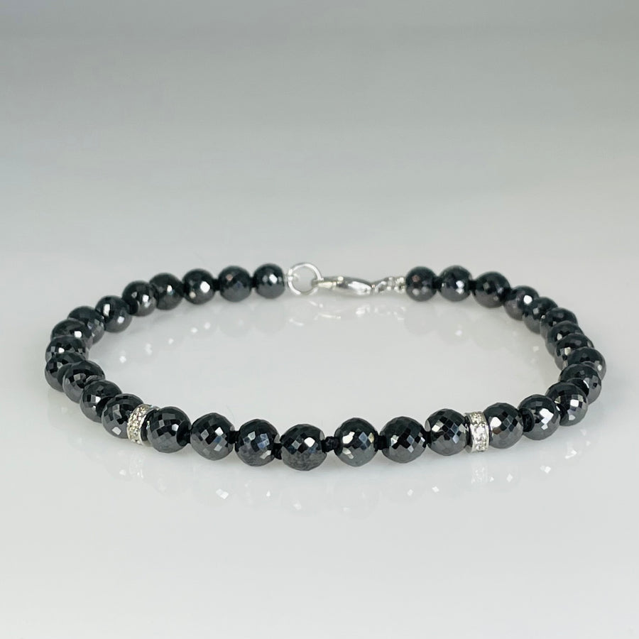 14K White Gold Black Diamond Beaded Necklace 142ct
