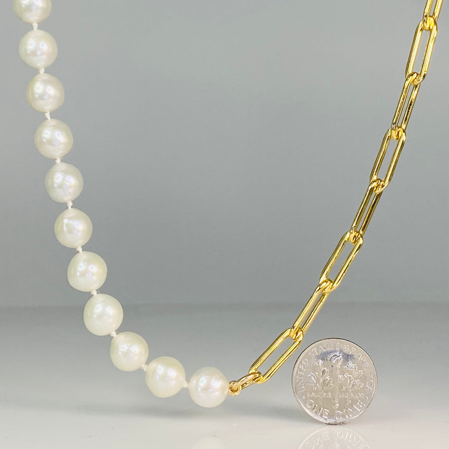 Gold Filled Pearl and Chain Necklace