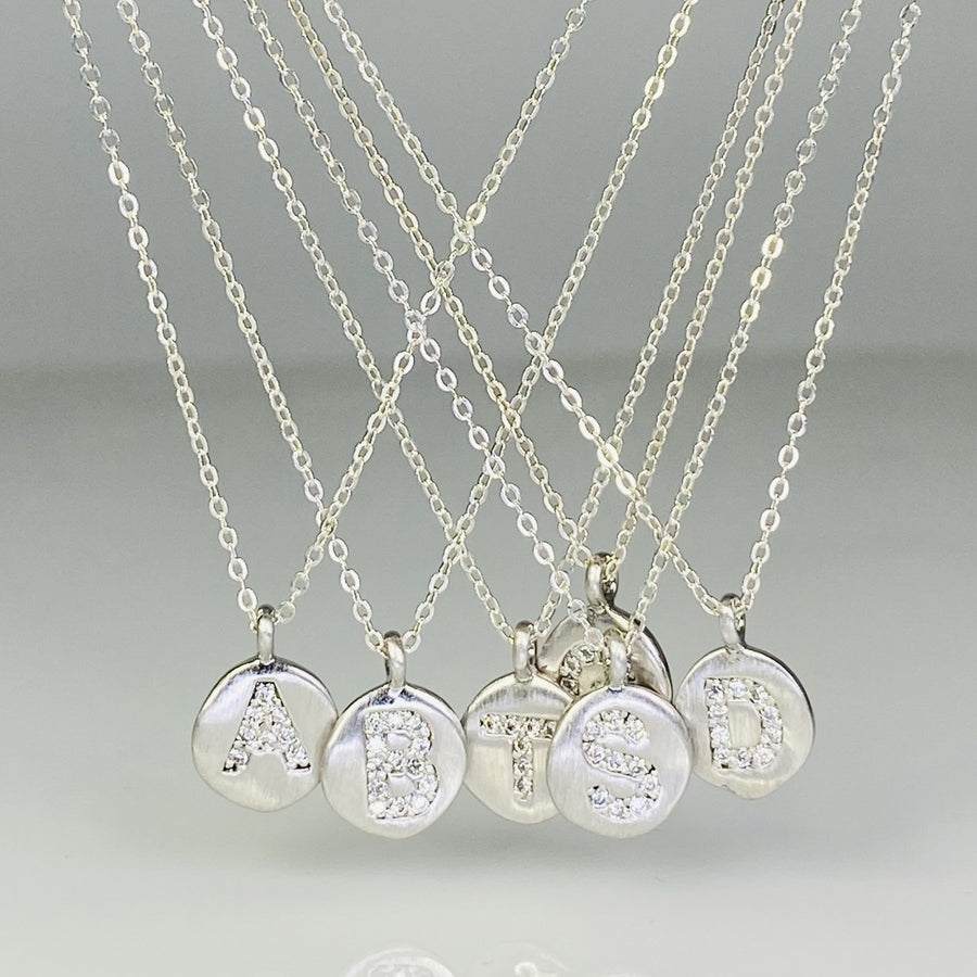 Sterling Silver Cubic Zirconia Initial Necklace