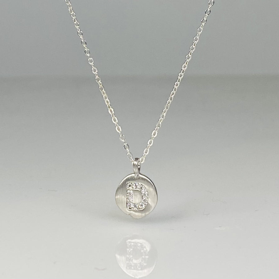 Sterling Silver Cubic Zirconia Initial Necklace