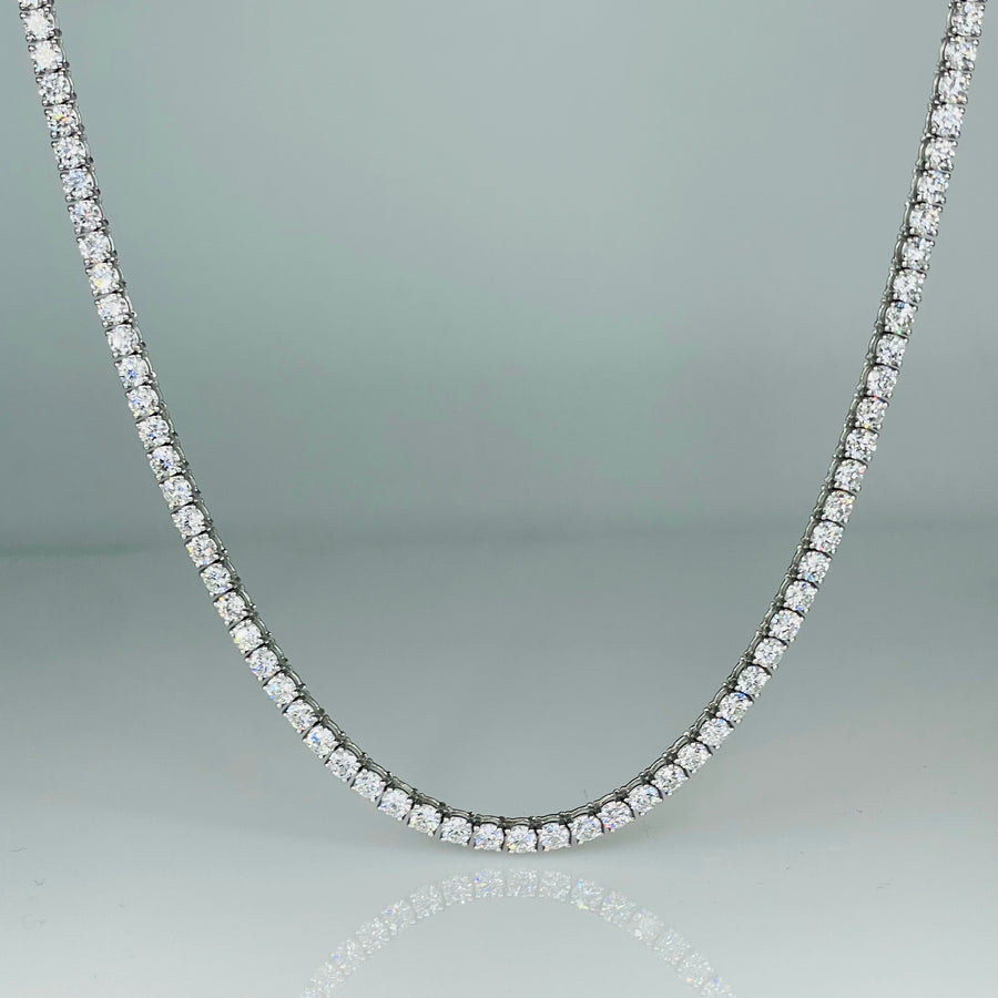 14K White Gold Diamond Tennis Necklace 19.80ct