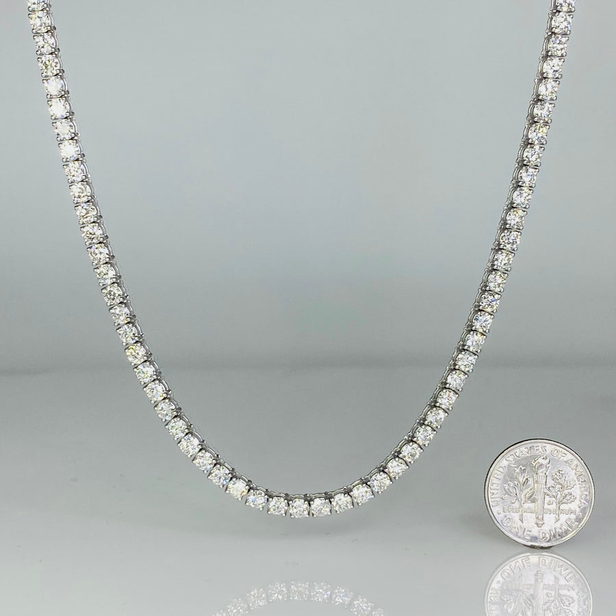 14K White Gold Diamond Tennis Necklace 19.80ct
