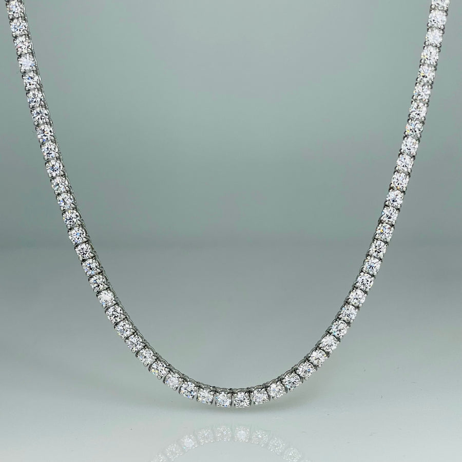 14K White Gold Diamond Tennis Necklace 16.26ct
