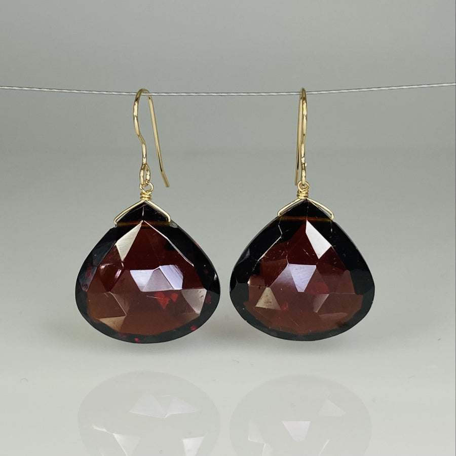 Garnet Quartz Teardrop Earrings 20x20mm