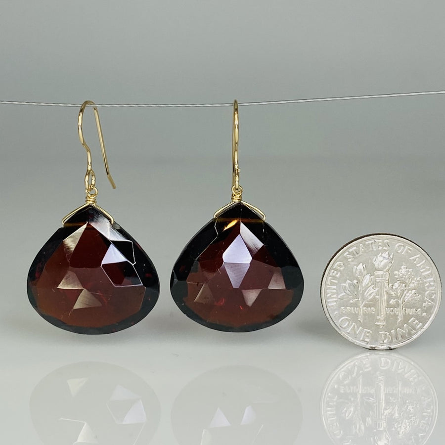 Garnet Quartz Teardrop Earrings 20x20mm