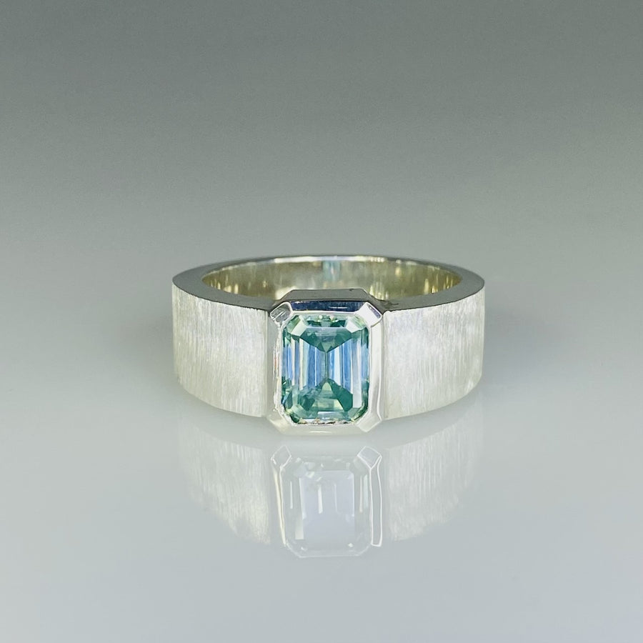 Sterling Silver Blue Moissanite Ring 1.60ct