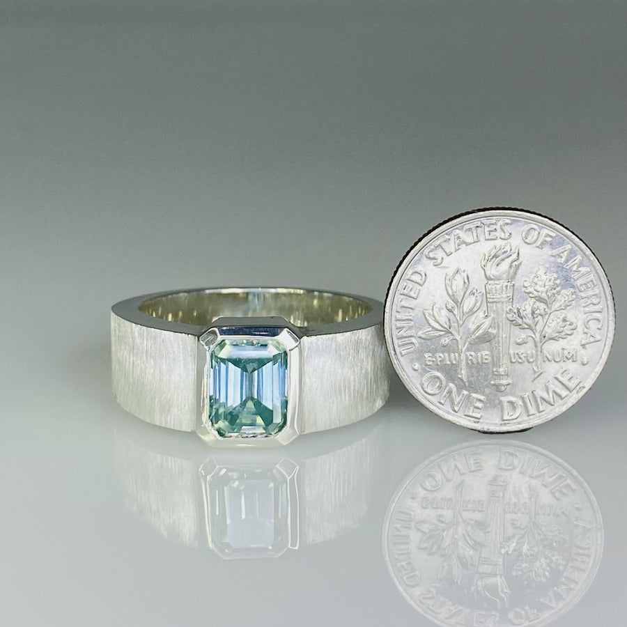 Sterling Silver Blue Moissanite Ring 1.60ct