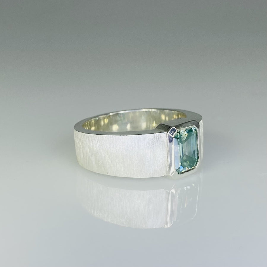 Sterling Silver Blue Moissanite Ring 1.60ct