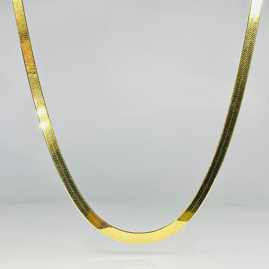 18K Yellow Gold-Plated Herringbone Necklace 5.5mm