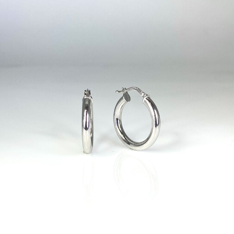 14K White Gold Hoops 21mm