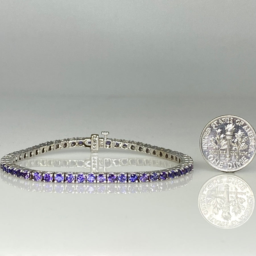 14K White Gold Purple Sapphire Tennis Bracelet 4.04ct