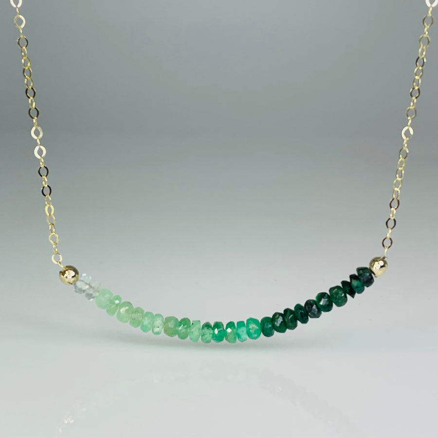 Emerald Graduated 2" Bar Necklace