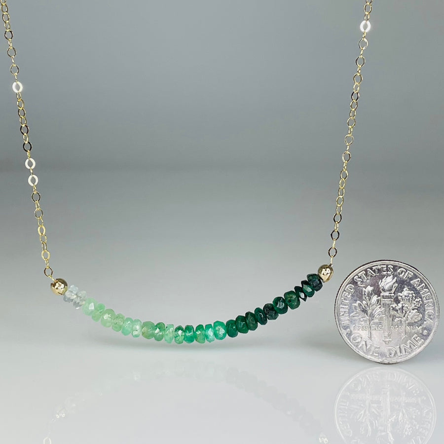 Emerald Graduated 2" Bar Necklace
