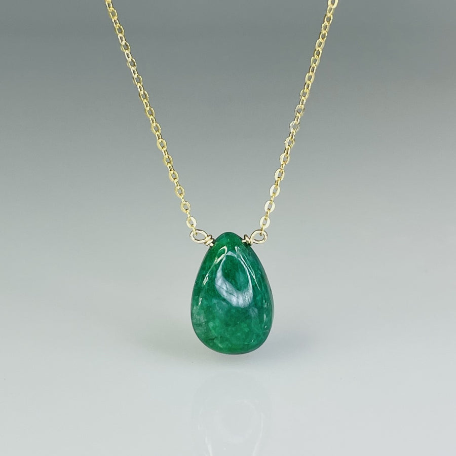 Teardrop Shape Emerald Drop Necklace