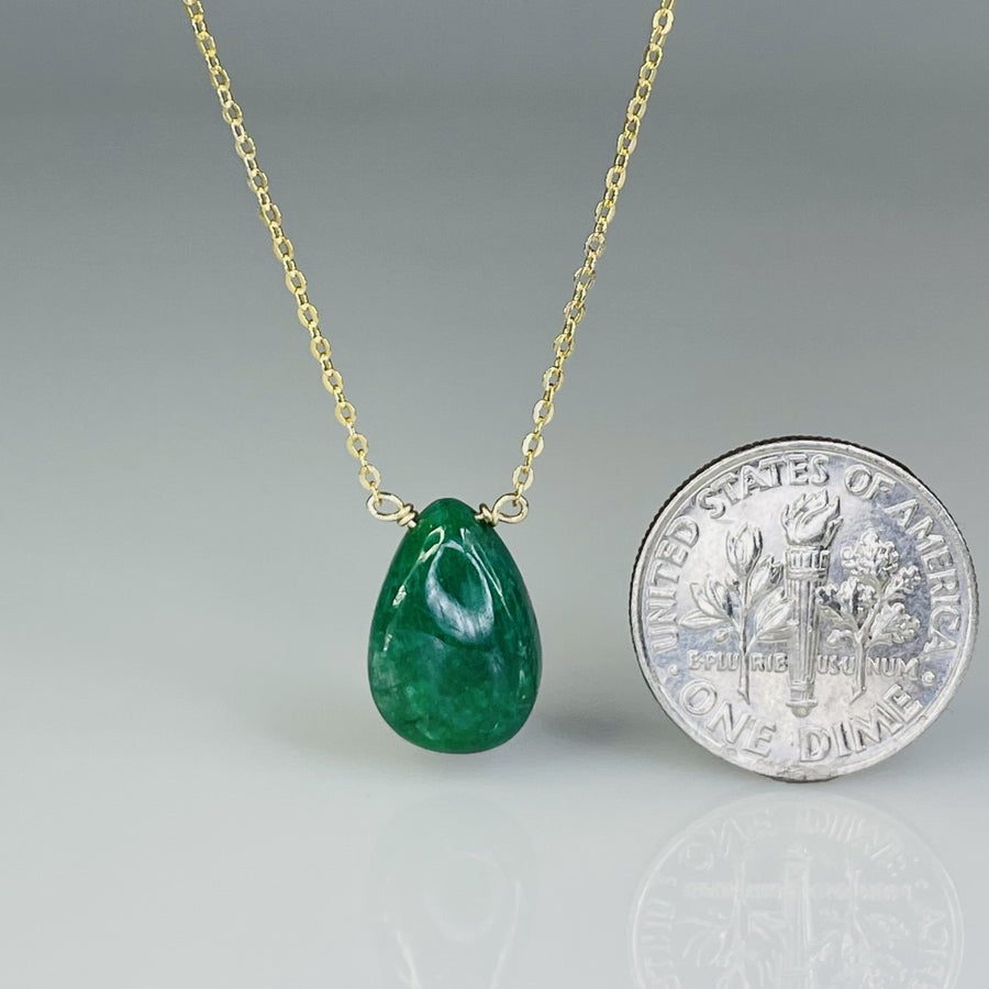 Teardrop Shape Emerald Drop Necklace
