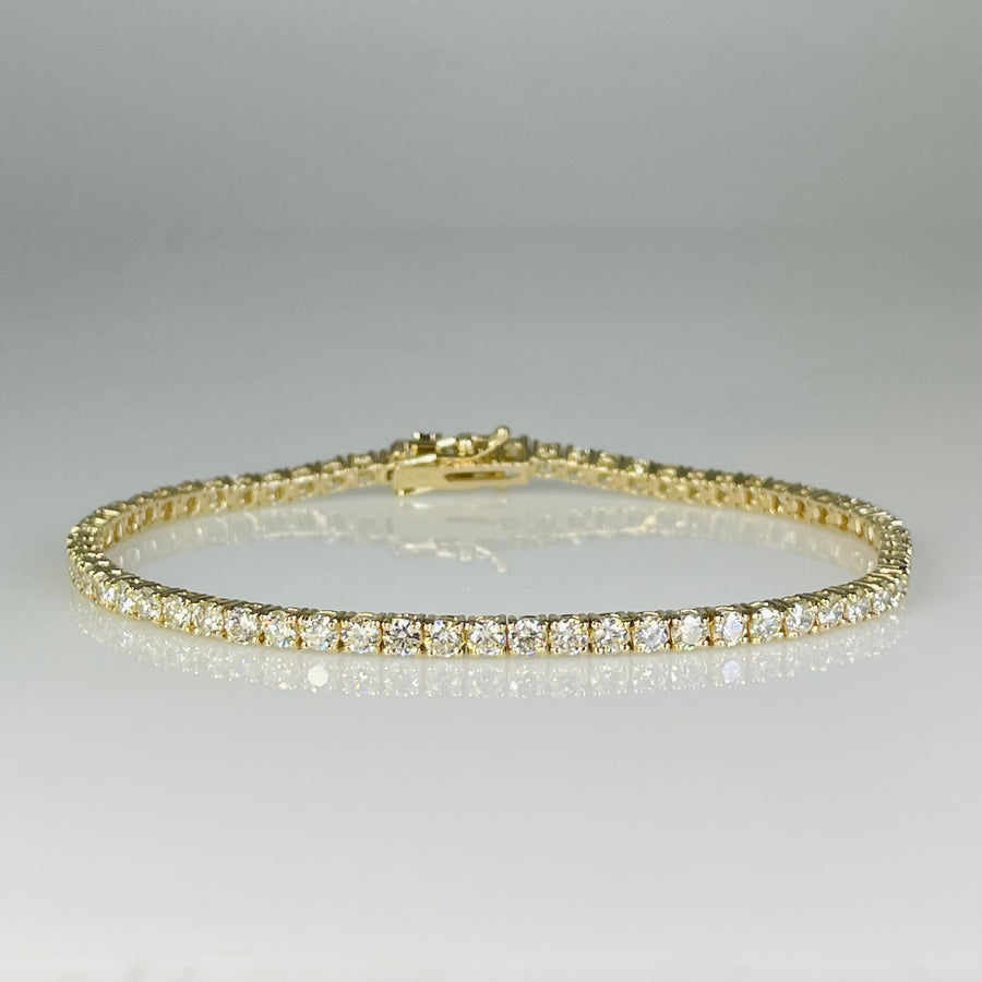 14K Yellow Gold Diamond Tennis Bracelet 4.22ct