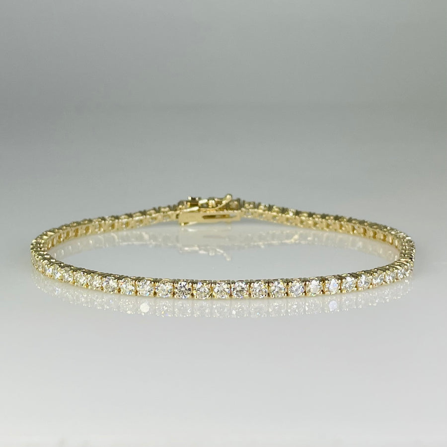 14K Yellow Gold Diamond Tennis Bracelet 4.22ct