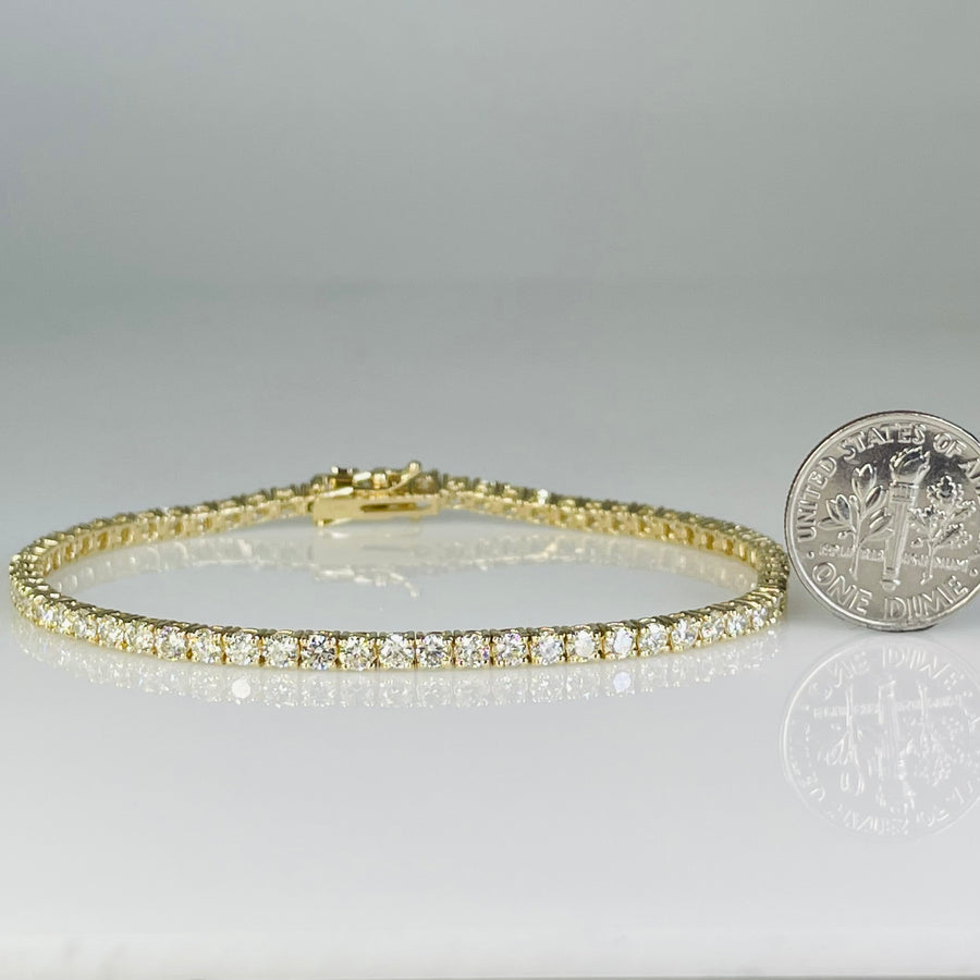 14K Yellow Gold Diamond Tennis Bracelet 4.22ct