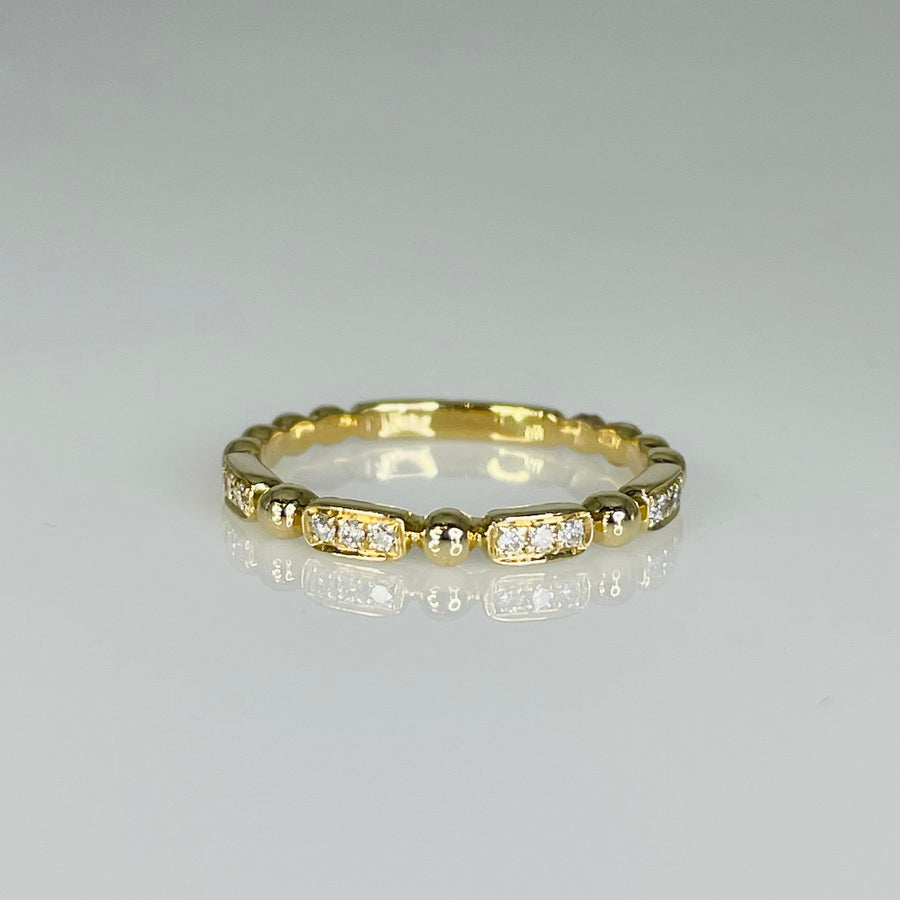 14K Yellow Gold Diamond Stacker Ring 0.15ct
